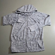 Athleta Womens Gray Space Dye Full Zip Hoodie Sweatshirt Thumbholes Size M