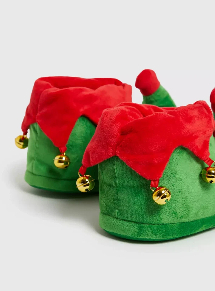 Novelty Christmas Elf Slippers Men's Size 9-10 Festive House Shoes - Image 2 of 4