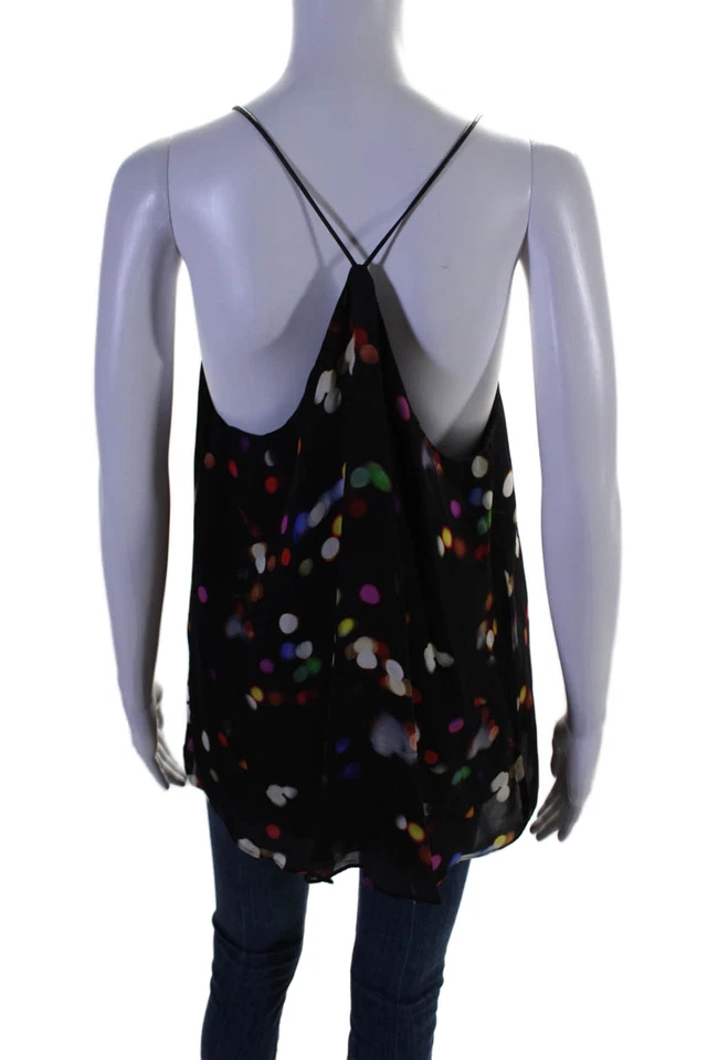 Milly Womens Silk Polka Dot Print Spaghetti Strapped Blouse Top Black Size 10 - Image 3 of 4