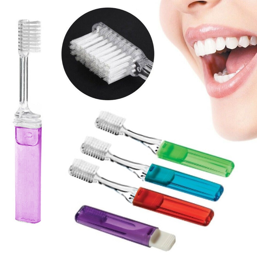 4 Folding Travel Toothbrush Compact Portable Case Camping Hi