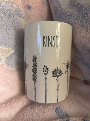 Rae Dunn Artisan Collection RINSE Ceramic Tumbler Beige Botanical Farmhouse