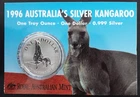 1996 Australia Kangaroo 1 oz Silver (.999) $1 frosted UNC coin