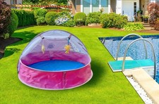 Foldable Baby Splash Pool with Sunshade Canopy Portable Kiddie Pool Pink