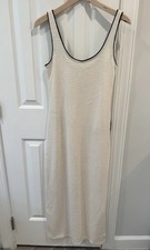 Mango Beige/Black Solid Long Tank Dress Scoop Neck  Size 4
