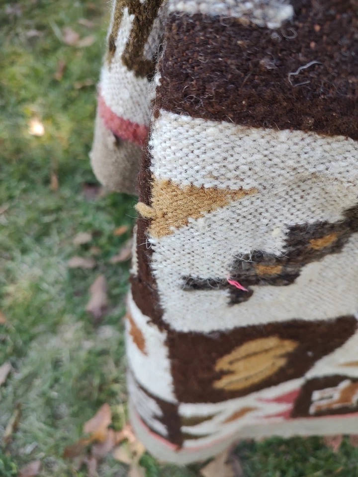 Alfombra de lana nativa americana o colgante de pared 64 X 48 colores naturales Foto 3 de 4