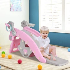 NNECW 4-in-1 Rocking Horse and Slide Set for Kids