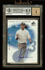 TIGER WOODS 2002 SP Game Used Golf Course of a Champion Hole 3 AUTO SP 42 BGS