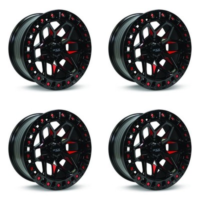 Level B Rims NEW Set of 4 Wheels 17in Black Milled Red Fits Jeep OEM Level Rims | eBay