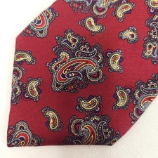 EGON VON FUNSTENBERG Tie Mens 58" x 3.75" Red Grey Paisley Silk Made In USA