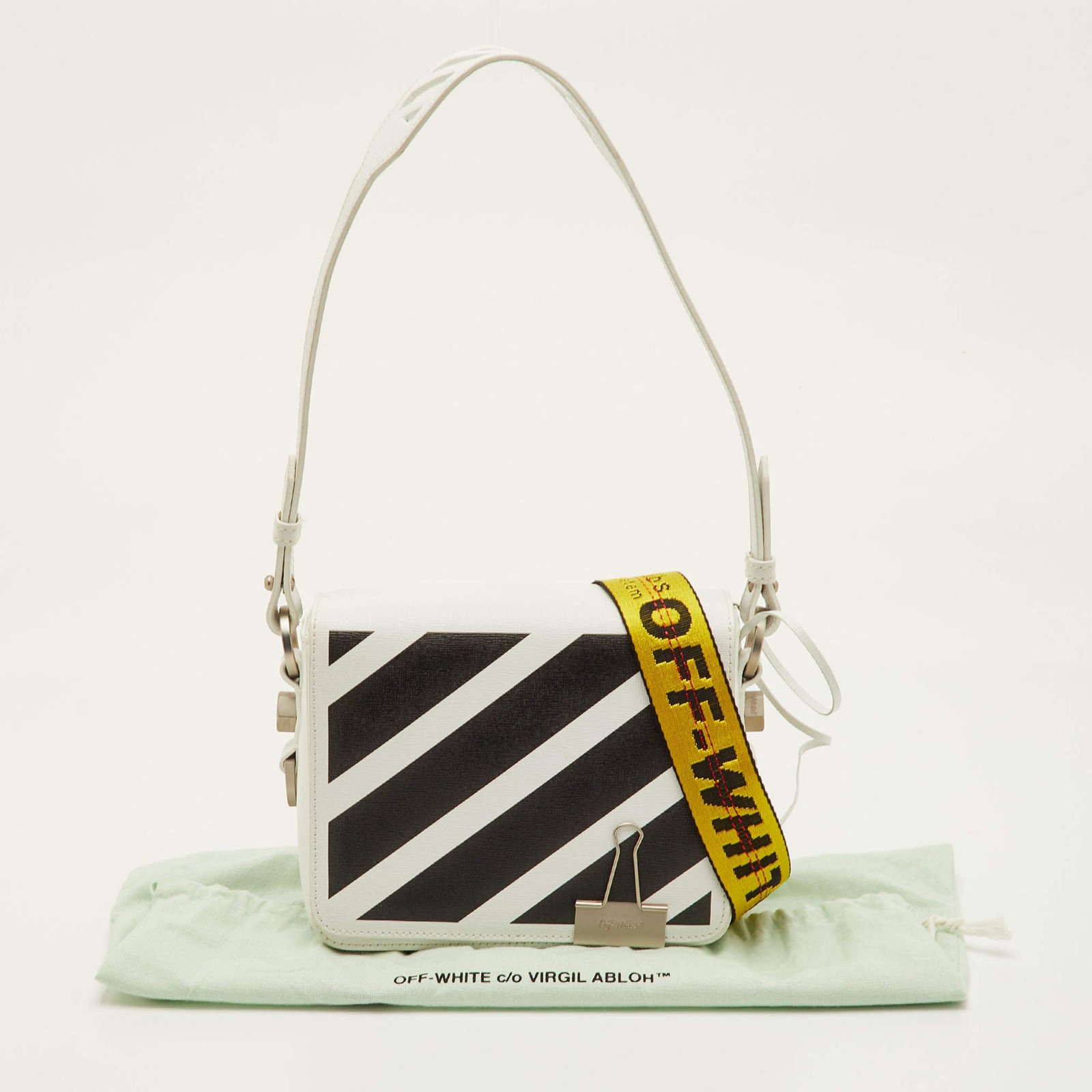 OffWhite Binder Clip Mini WhiteBlack Leather Diag… - image 11
