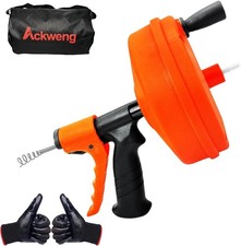 Drain Snake 50 Ft, Auto Feed, Plumbing Snake for Sink with Drill Attachment, ...