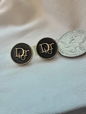 Lot of 2  Christian DIOR black / gold /  size 0,6 inch metal 17  mm