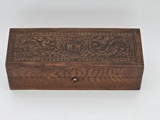 Antique Wheeler & Wilson Sewing Machine Wooden Box Velvet Lining Wood W&W