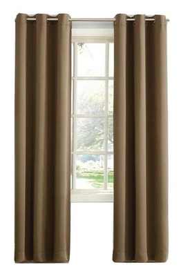 Sun Zero Easton Brown Blackout Curtain Panel 40  x 84  Barley Grommet New