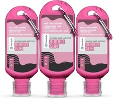 Hand Sanitiser, Bubblegum 3 Pack 60ml Anti Bacterial Premium Travel Size