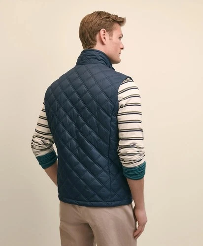 Brooks Brothers Men's Quilted Full Zip Polyester Vest w/ Pockets Blue M image 9