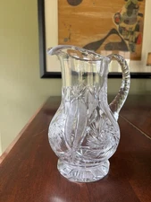 VINTAGE STUNNING LARGE ORNATE CUT GLASS PITCHER EXCELLENT CONDITION 9"