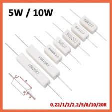 Wirewound Cement Resistor Ceramic 5W 10W horizontal 5% 0.22 ohm, 1 ohm - 20 ohm