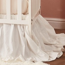 Boho Bohemian Girl Baby Nursery Crib Bed Skirt Dust Ruffle - Neutral Solid Co...
