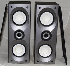 Pair Onkyo SKF-550F Front Left and Right Wired Home Theater Speakers Black Wood