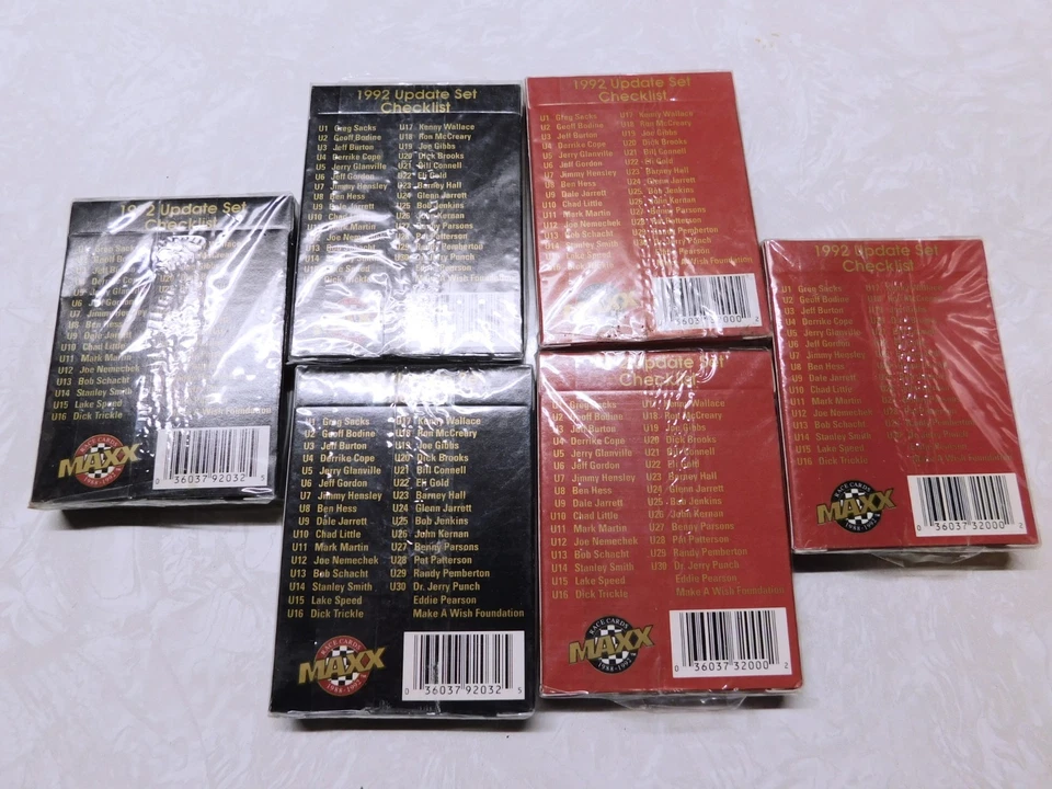 6 Sealed Sets - 1992 Maxx Racing Trading Cards Update Set - 3 black/3 Red - Image 3 of 3
