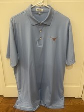 Peter Millar Summer Comfort Texas Longhorns Tesseract Mens Polo Large MINT blue