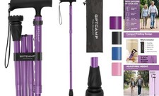 GPTCAMP G2 Walking Stick, Fold-up Walking Cane for Women and Men with -Purple