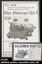 1903 THE CHICAGO Writing Machine Co.Old Typewriter Model No.3 Graphic Print Ad+1 thumbnail