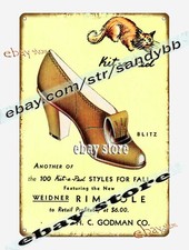 1941 Fall Shoes Fashion New Winder Rim Sole Advertising Tin Sign collectible art