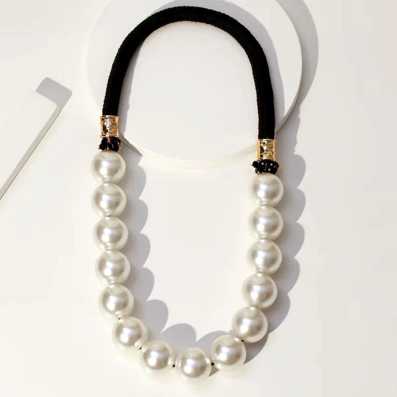 Perlen Kunstperlen Statement Collier Kette endlos 74 cm - Bild 2 von 4