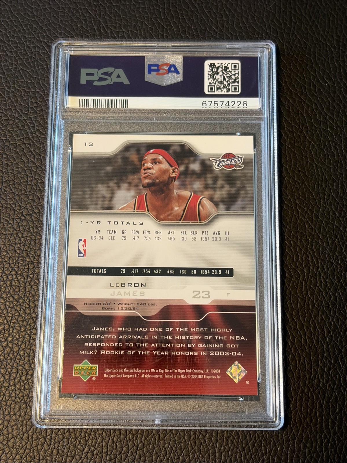 PSA 10 2004 Upper Deck Pro Sigs Lebron James #13 LeBron 2nd Year Pop only 41!! view 2