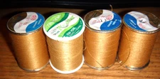 4 COATS/ CLARK  SPOOLS GOLD SEWING THREAD COTTON & POLY 1300 YRDS