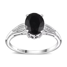 Australian Black Tourmaline Solitaire Ring in Sterling Silver Sz 7-2.60 ctw
