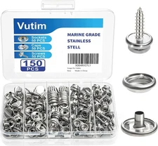 150 PCS Canvas Snap Fastener Tool Set, Vutim Marine-Grade 3/8" Stainless Steel S