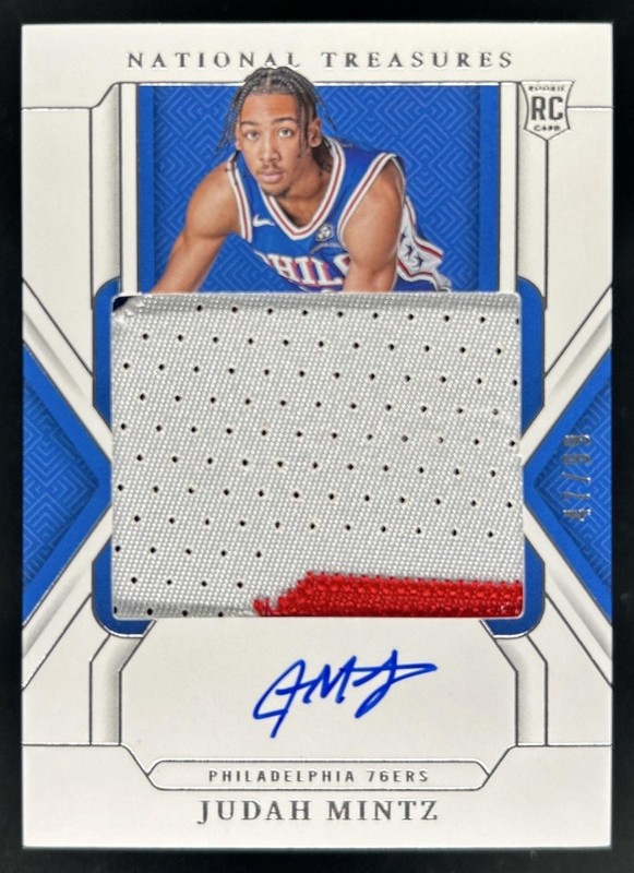 2024-25 Panini National Treasures Judah Mintz Rookie Patch Auto RC #/99 76ers