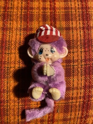 vintage lila Monchhichi-Affen (Clip-On / Hugger) aus den 1980er Jahren l