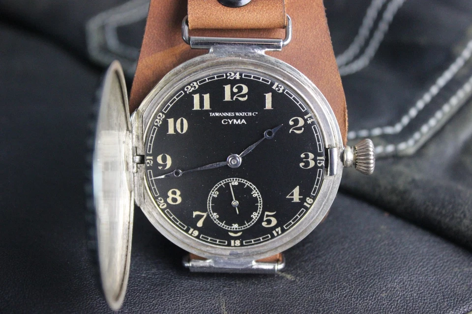 Reloj CYMA Tavannes DE COLECCIÓN Reloj Suizo Matrimonio Hecho a Mano Correa de Cuero Genuino Foto 4 de 4