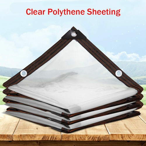 4/3/2/1m Polythene Sheeting Curtain Screen Tent Rain Plastic Cover with Eyelet - Picture 2 of 17
