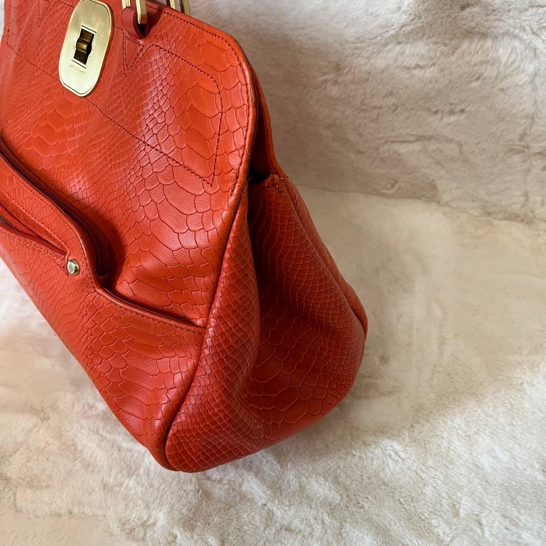 Longchamp A4 Compatible Tote Bag Python Embossed … - image 3