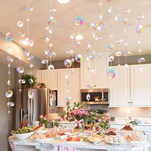 Transparent Bubble Garlands Mermaid Party Decoration Colored Flat Cutouts Han...