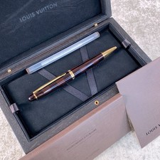 Penna a sfera Louis Vuitton Grand Tour Damier marrone finitura oro con scatola e documenti