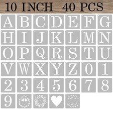 ASMPIO 40Pcs 10" Reusable Letter  Number Craft Stencils Plastic A-Z 0-9