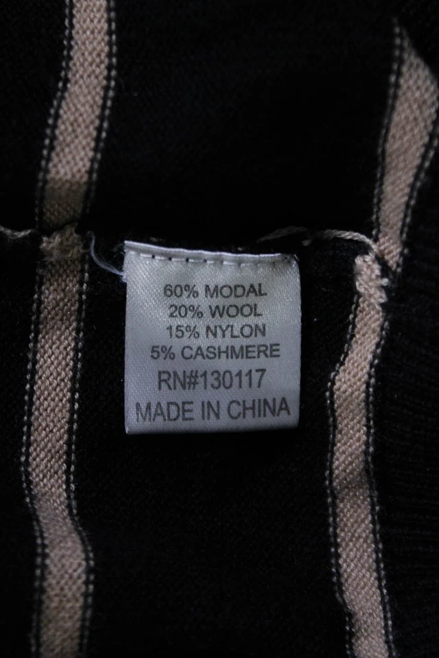 Feel The Piece Womens Long Sleeve Striped Pullover Sweater Black One Size - Image 4 of 4