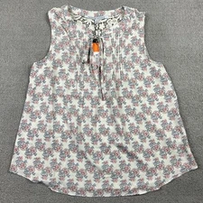 Collective Concepts Women's White Small Sleeveless Tie Front Top W/ Lace Accents