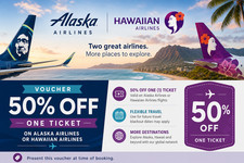 Alaska Airlines/Hawaiian Airlines 50 Off Voucher