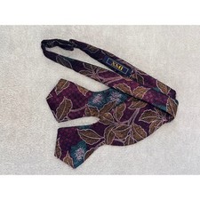 XMI Mens Burgundy Floral Leaf Jacquard Self Tie Bow Tie Adjustable Adjustolox