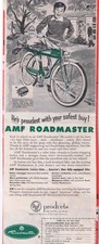 Vintage Print Ad AMF Roadmaster Bicycles 4" x 11.5"