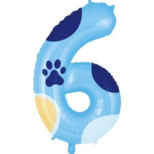 40 Inch Blue Number 6 Balloon for 6th Birthday Party Decorations Supplies