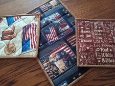 Handmade Quilted Potholders Patriotic Potholders Casserole Pad Black Lab Trivets