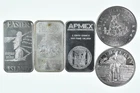Lot 5 VINTAGE 1 Oz Silver Bars/Rounds Art Bars Collection Poured .999 *382
